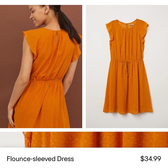 flounce sleeve dress h&m